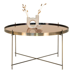 Venezia Coffee Table - Salontafel in messingkleurig staal met glas ø70xh40cm